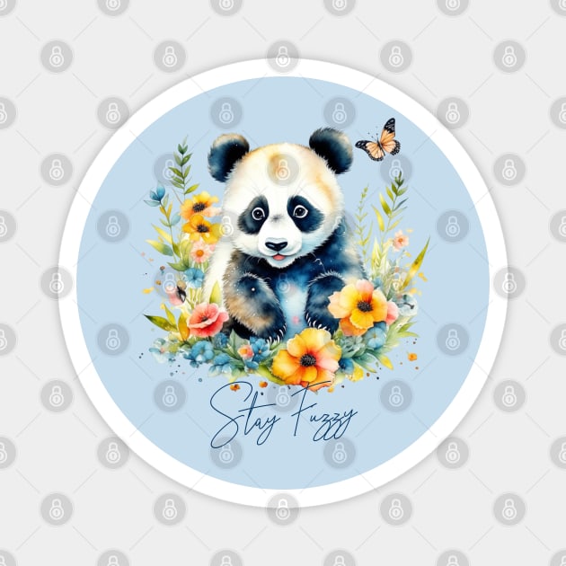 Watercolor Panda, stay fuzzy Magnet by HolidayBug